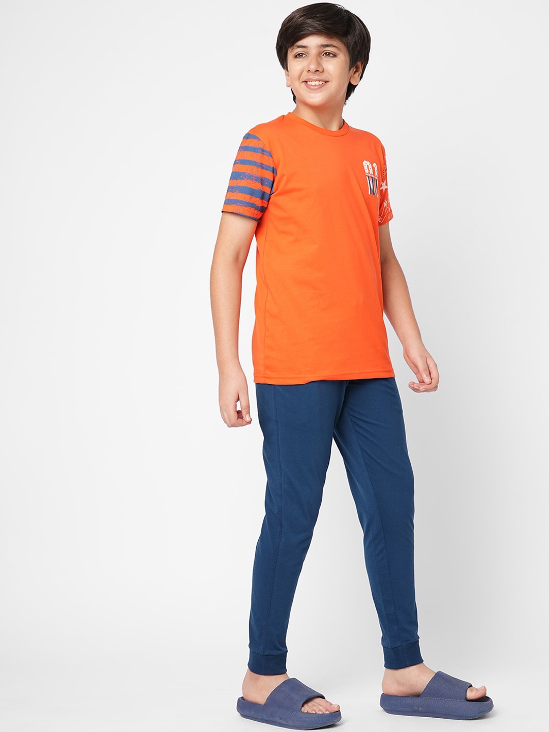 

Sweet Dreams Boys Round Neck Night Suit, Blue