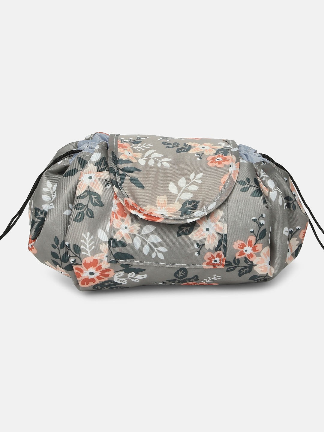 

20Dresses Olive-Green & Grey Floral Printed Makeup Pouch Organiser