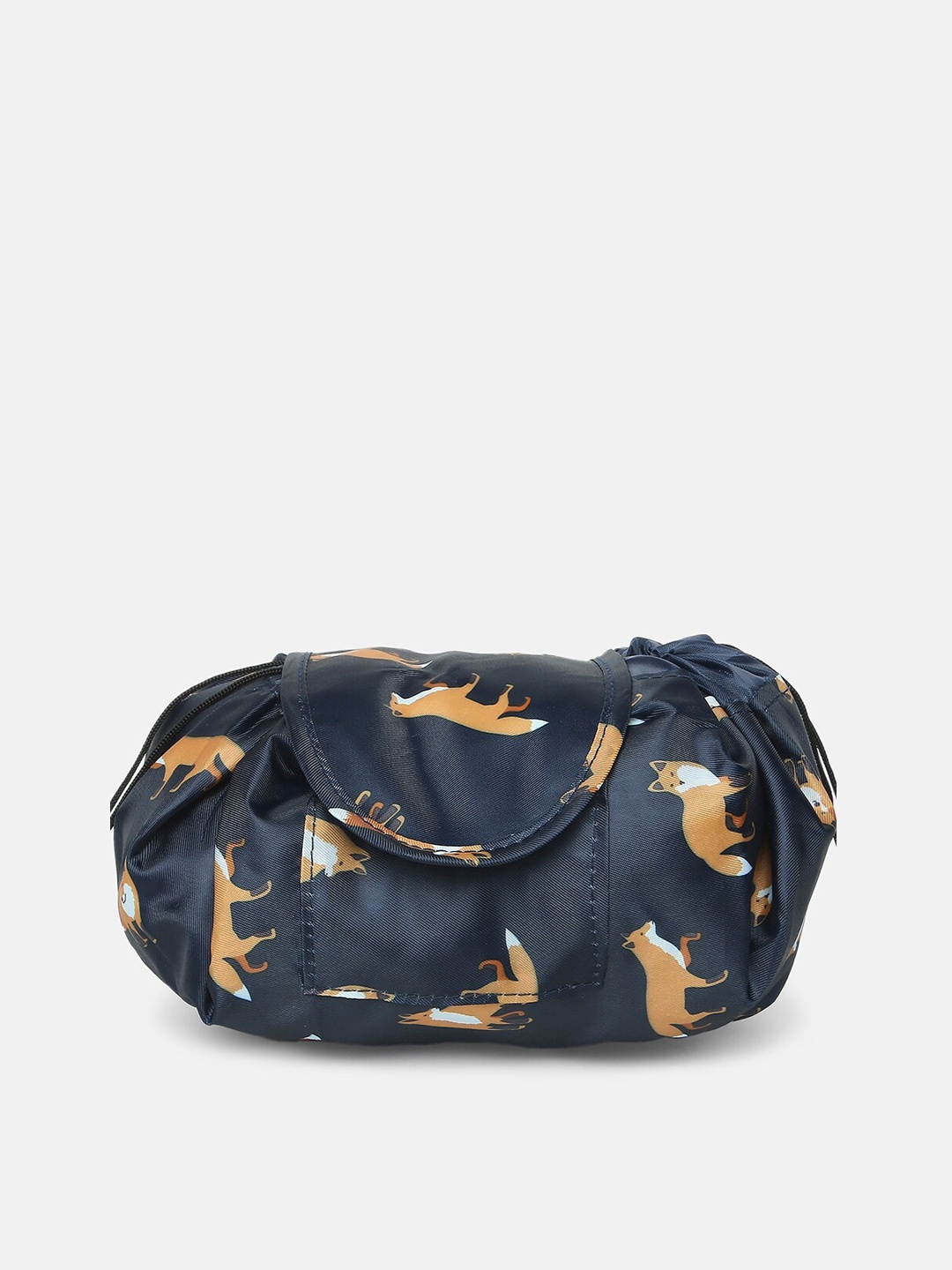 

20Dresses Navy blue Fox Printed Super Versatile Makeup Pouch