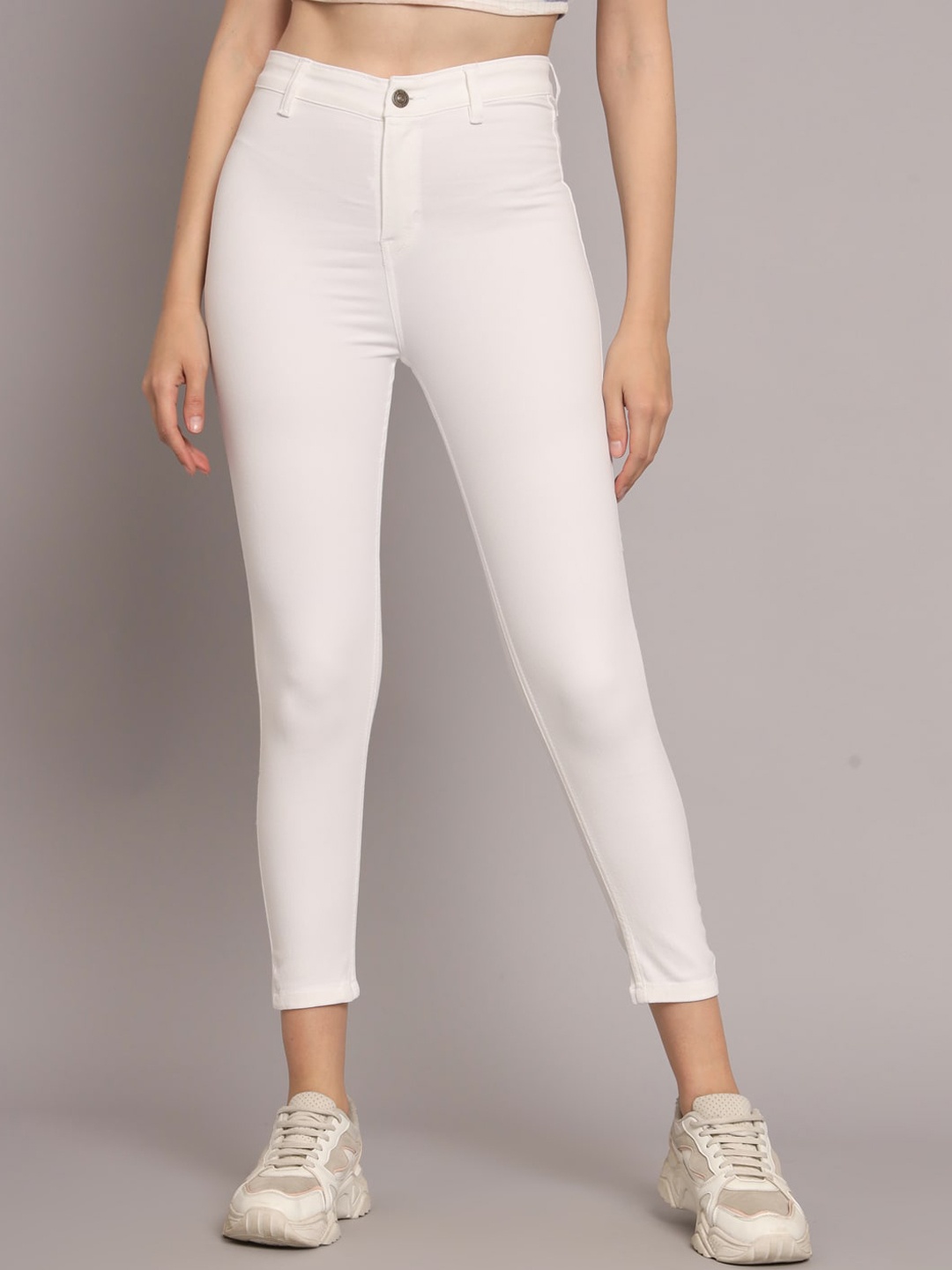 

GUTI Women Skinny Fit High-Rise Stretchable Cotton Jeans, White