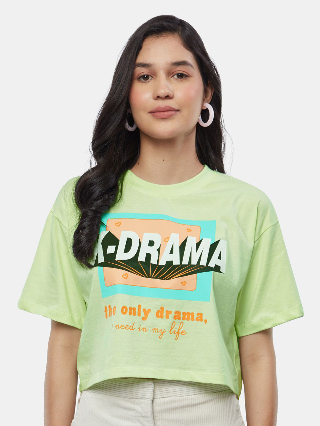 

The Souled Store Typography Printed Drop Shoulder Sleeves Boxy fit Pure Cotton Oversized T-shirt, Green