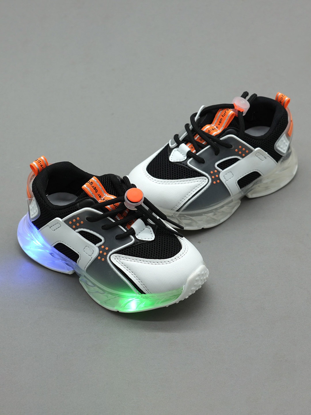 

FEETWELL SHOES Kids Colourblocked LED Sneakers, Black