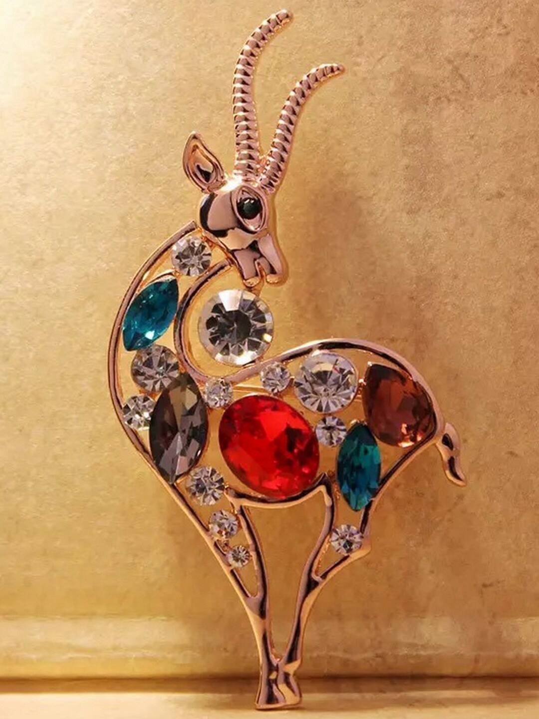 

UNIVERSITY TRENDZ Crystal Studded Deer-Charm Brooch, Rose