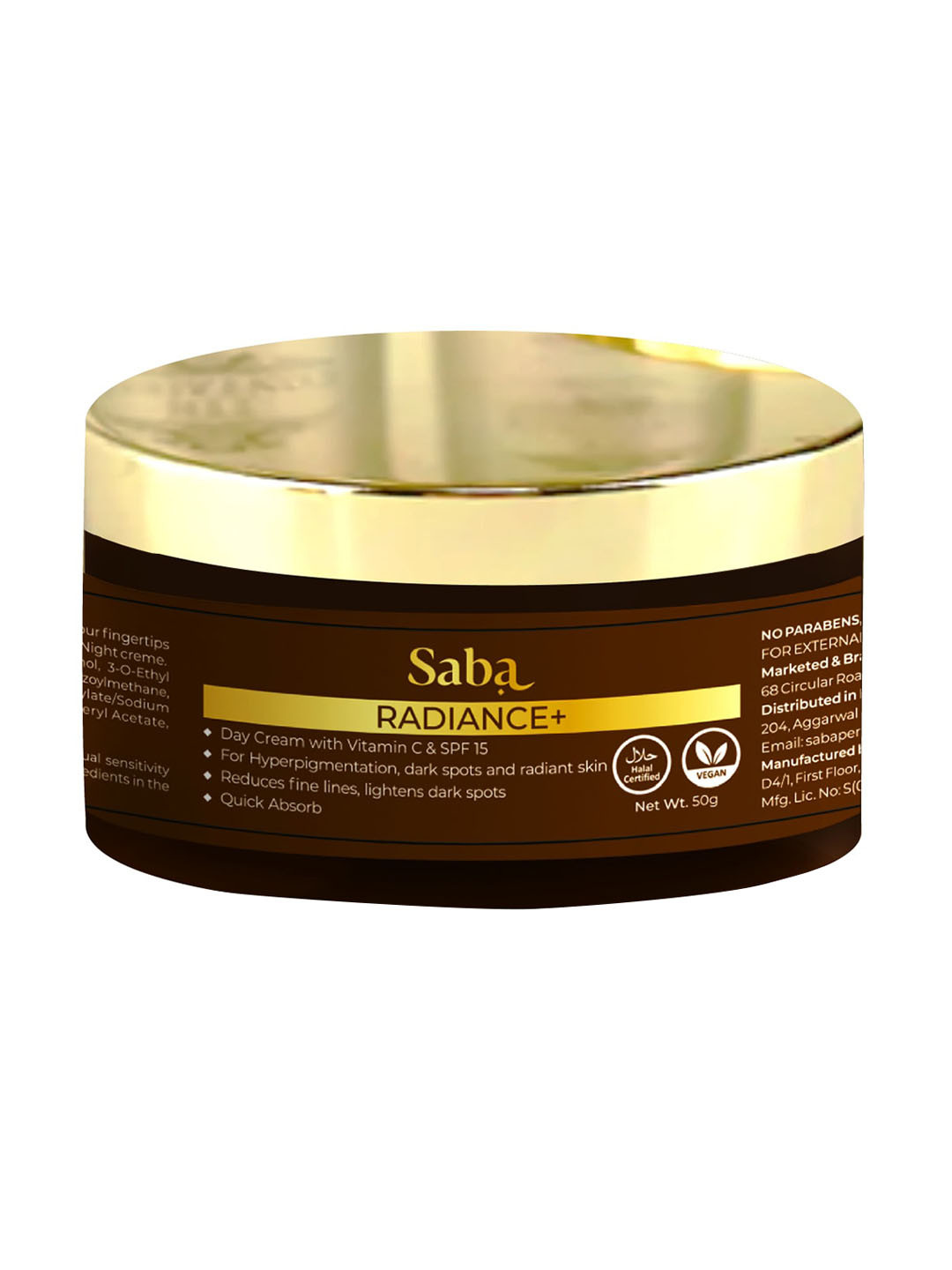 

Saba Radiance+ Day Cream With Niacinamide, Vitamin C & SPF 15 50 gm, White
