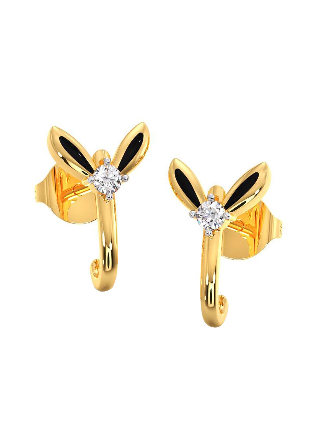 

CANDERE A KALYAN JEWELLERS COMPANY Diamond-Studded 18KT BIS Hallmark Gold Earrings-1.4gm