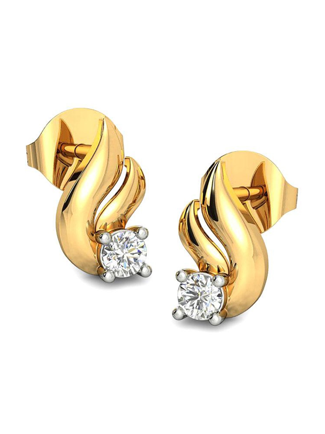 

CANDERE A KALYAN JEWELLERS COMPANY Diamond-Studded 14KT BIS Hallmark Gold Earrings-1.11gm