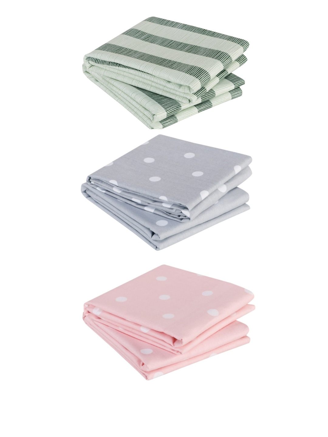 

A Homes Grace 6 Pieces Pink & White Polka Dots Printed Pure Cotton Pillow Covers
