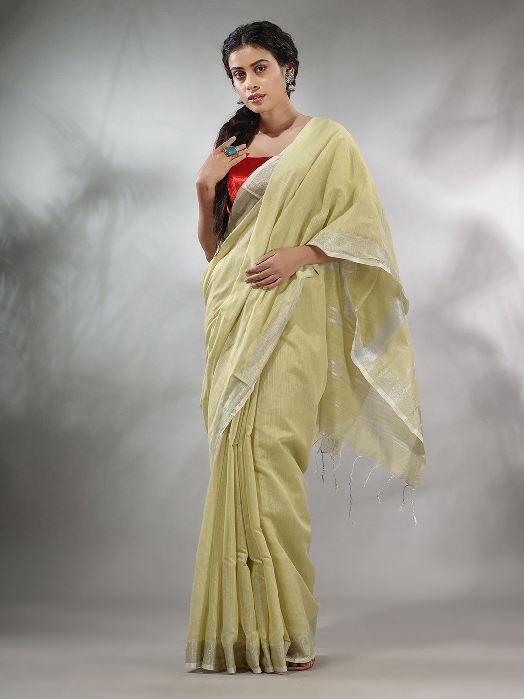 

Charukriti Zari Silk Cotton Saree, Beige