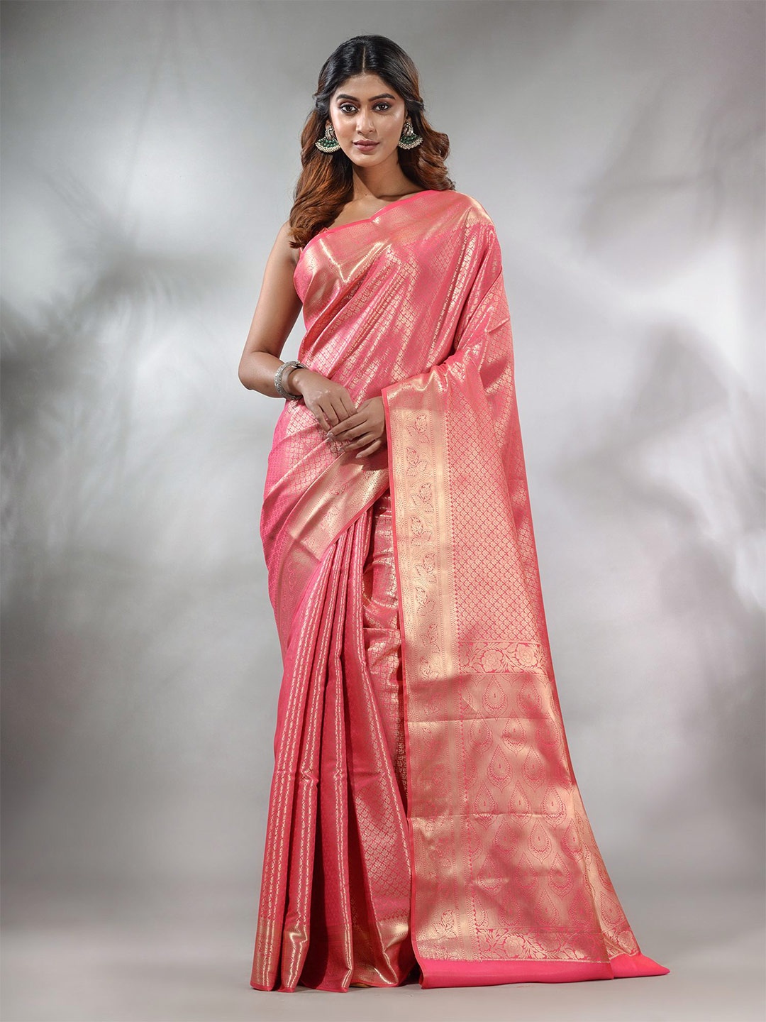 

Charukriti Woven Design Zari Brocade Saree, Pink