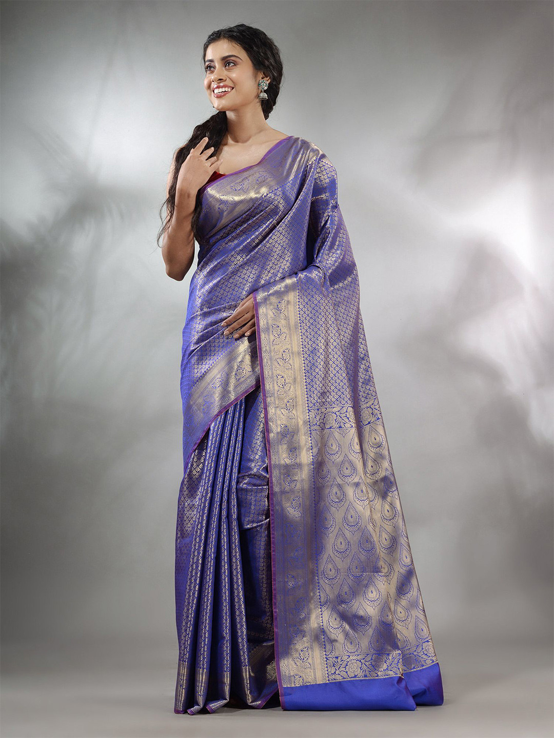 

Charukriti Woven Design Zari Brocade Saree, Blue