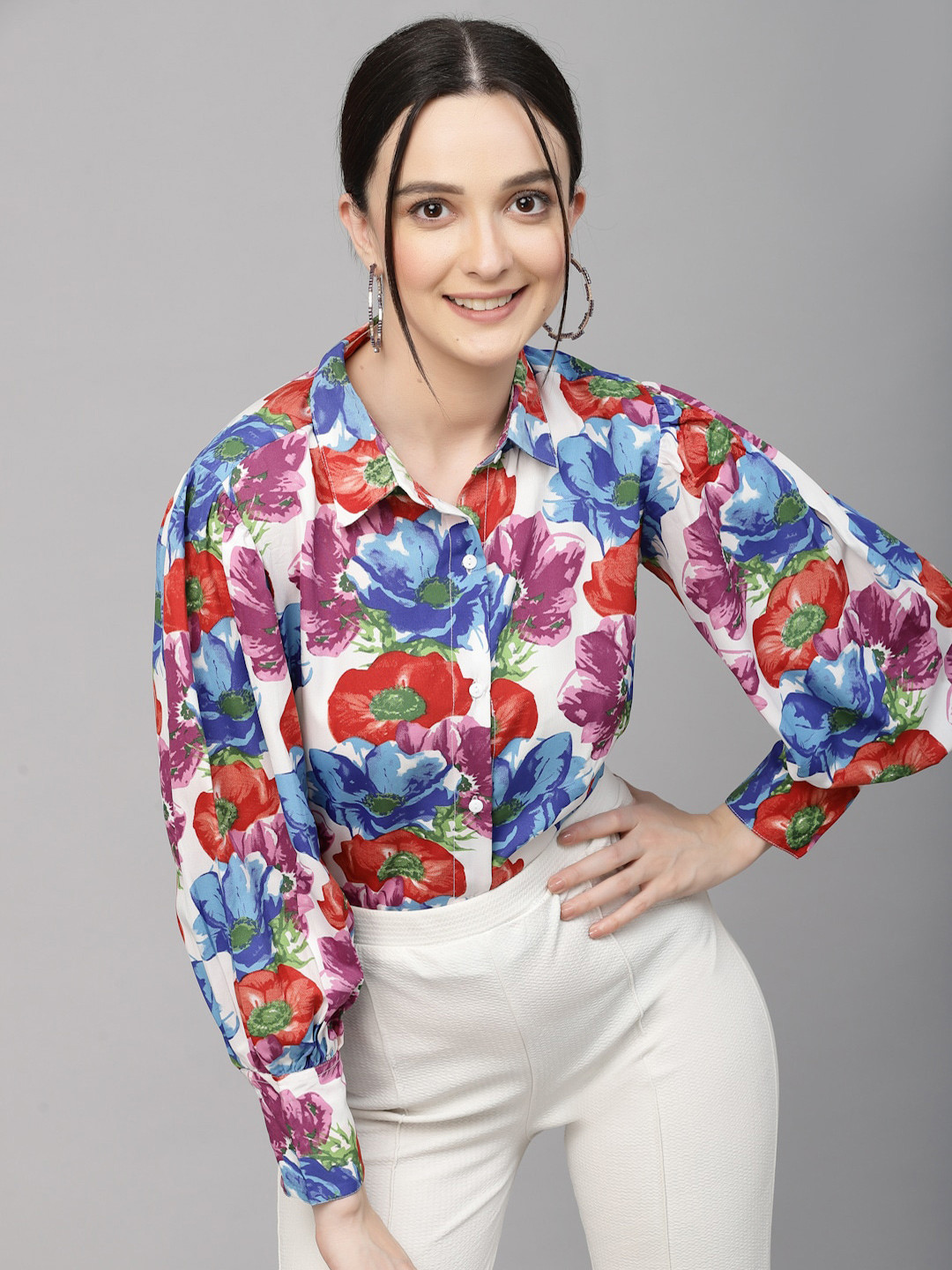 

Style Quotient Smart Floral Printed Formal Shirt, Blue