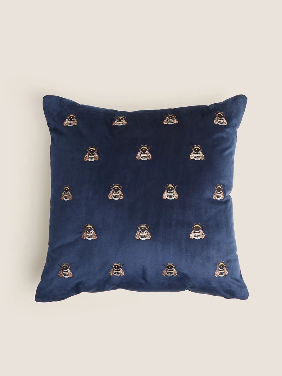 

Marks & Spencer Navy Blue Square Shaped Bee Embroidered Pre-Filled Cushion