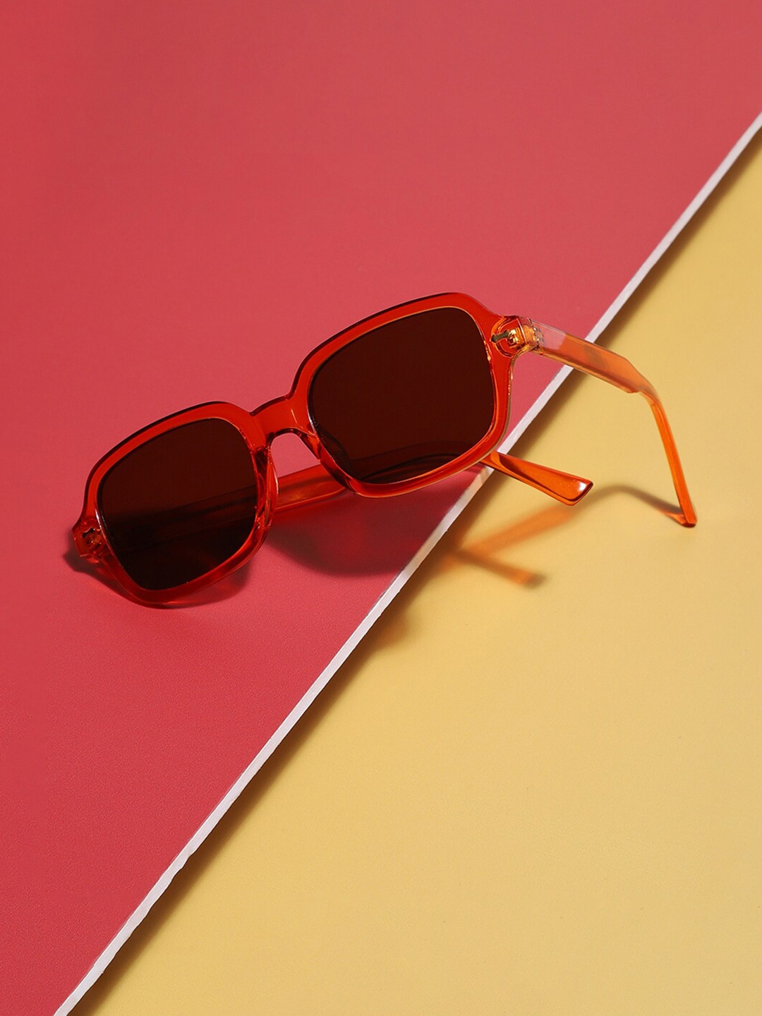 French Accent Men Rectangle Sunglasses with UV Protected Lens SS23FA_HSSG1173, Orange