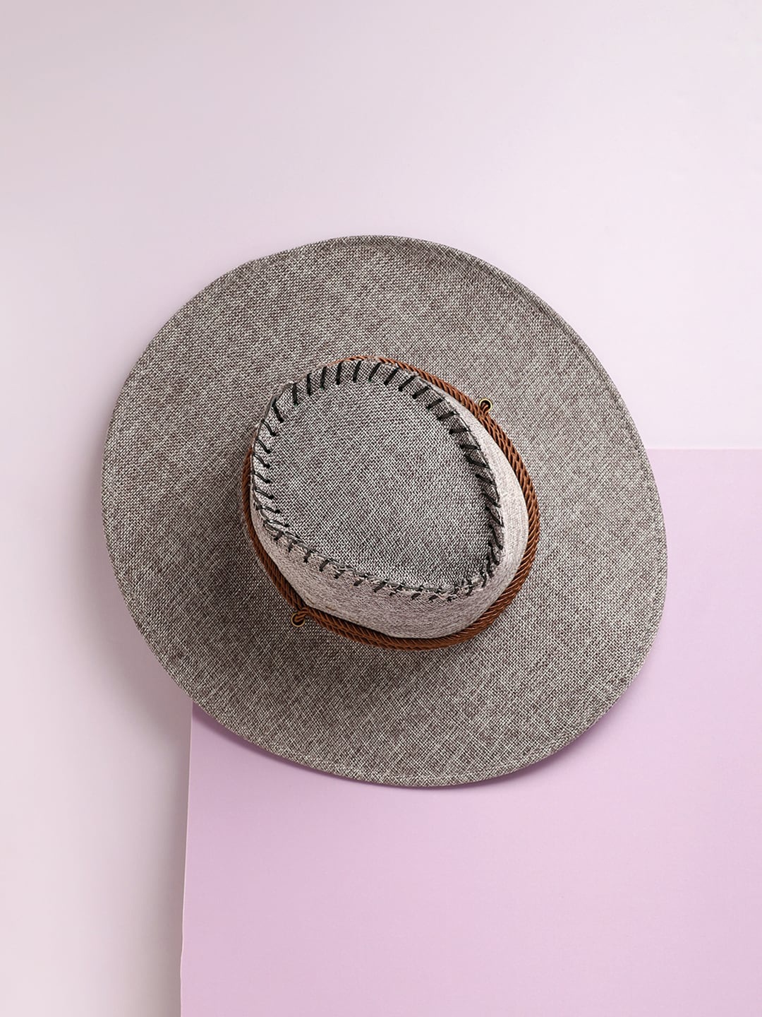 

French Accent Men Self Design Cowboy Hat, Grey