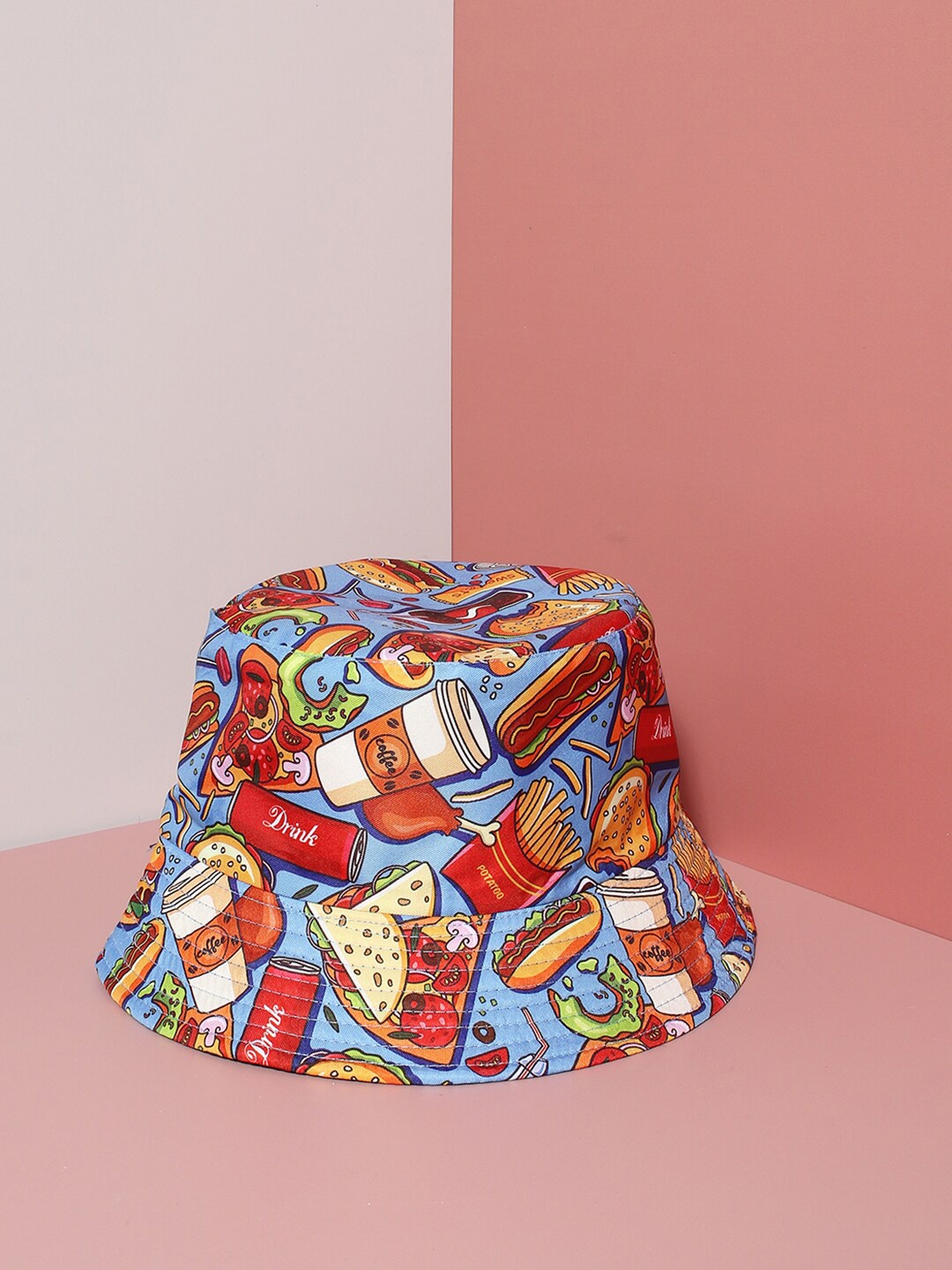 

French Accent Men Printed Bucket Hat, Blue
