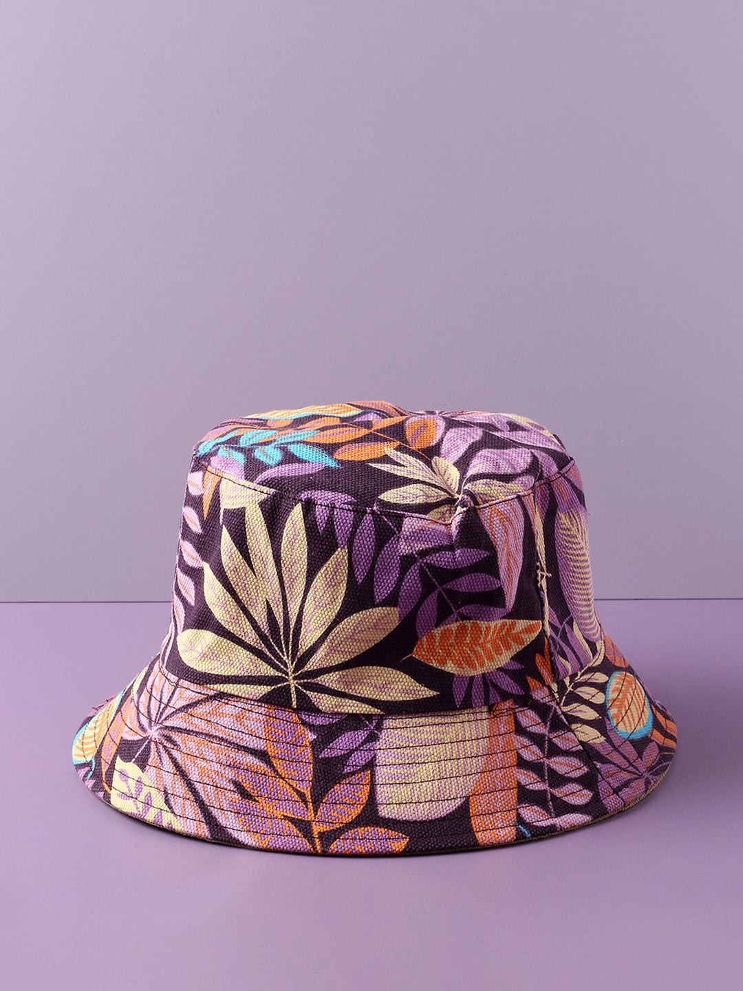 

French Accent Men Floral Printed Bucket Hat, Black