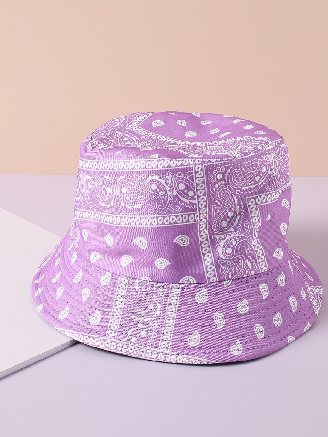 

French Accent Men Printed Bucket Hat, Purple