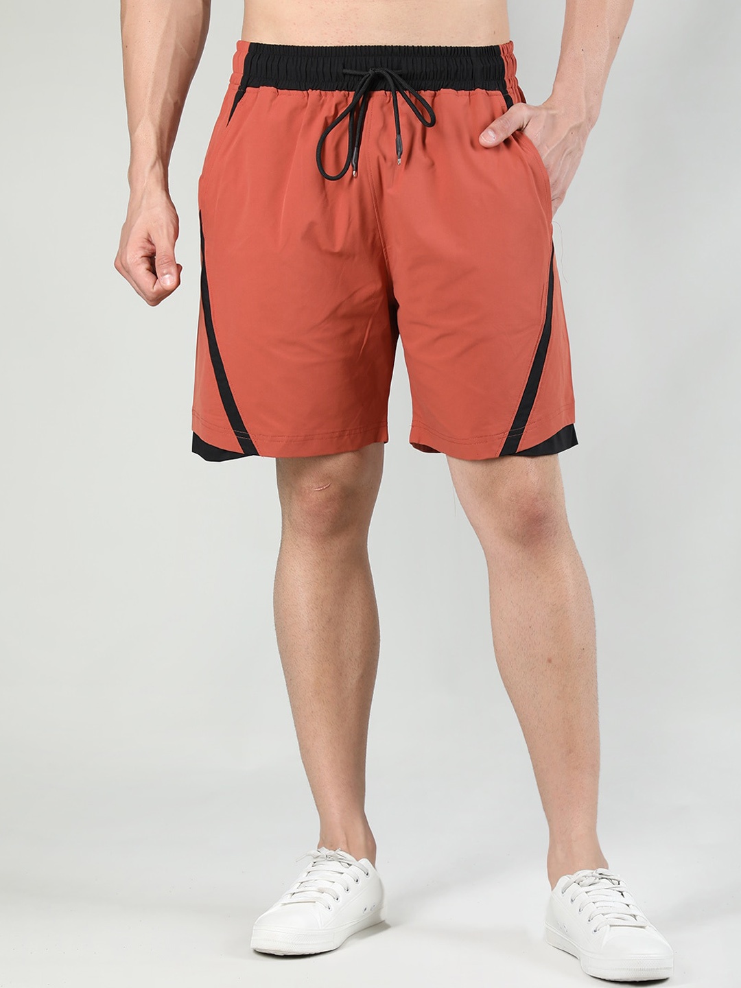 

CHKOKKO Men Mid-Rise Gym Sports Shorts, Rust