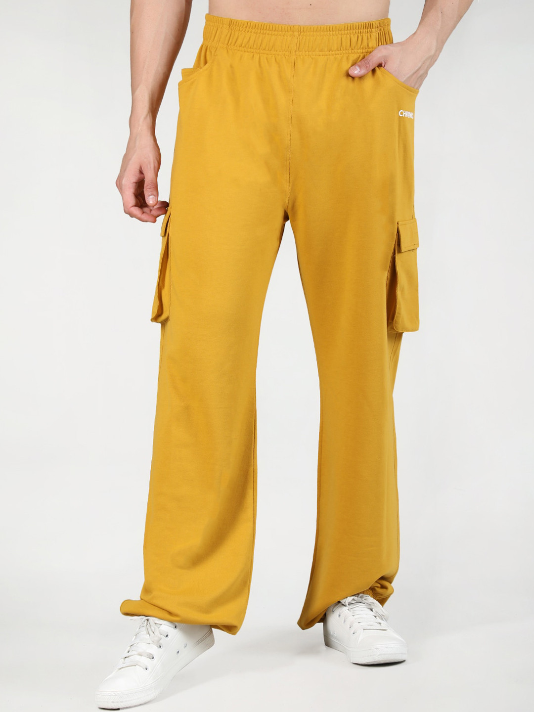 

CHKOKKO Men Cargo-Style Relaxed-Fit Track Pants, Mustard