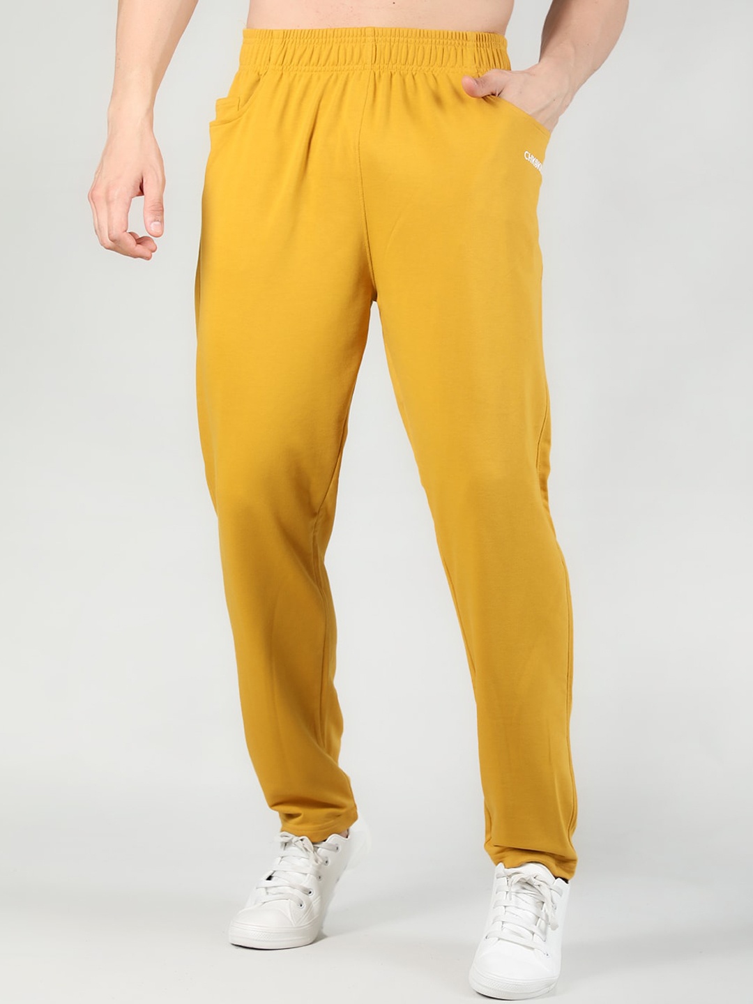 

CHKOKKO Men Mid-Rise Relaxed-Fit Track Pants, Mustard