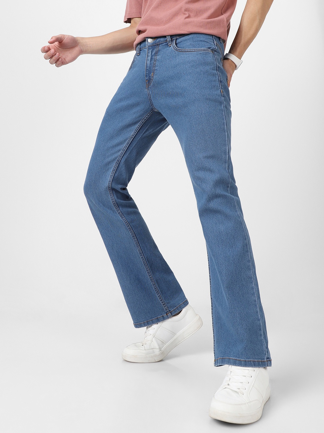 

Urbano Fashion Men Mid Rise Light Fade Stretchable Bootcut Jeans, Blue