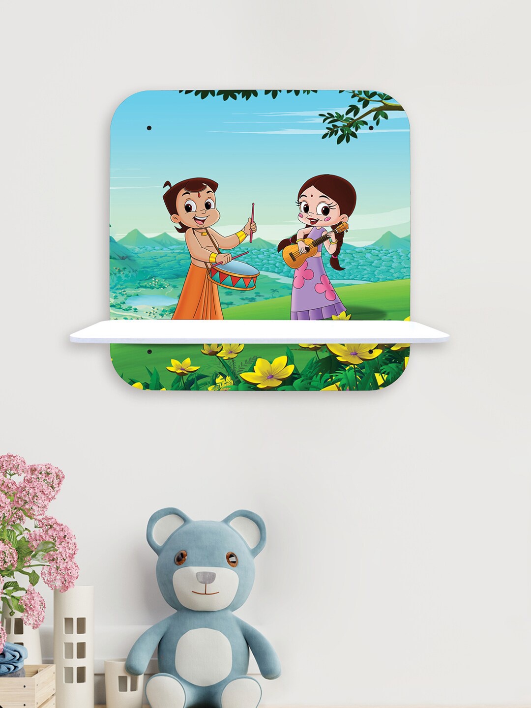 

RANDOM Chhota Bheem Chutki Printed Wooden Wall Shelf, Blue