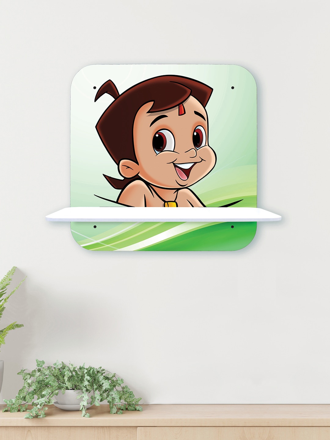 

RANDOM Chhota Bheem Cartoon Printed Wooden Wall Shelf, Green
