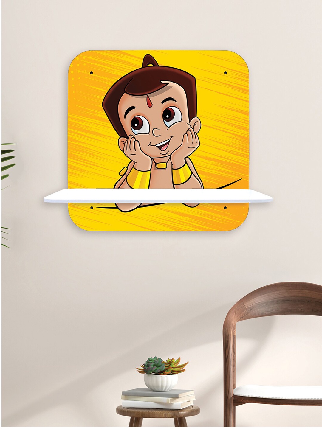 

Random Kids Yellow & White Chota Bheam Printed Wall Shelf