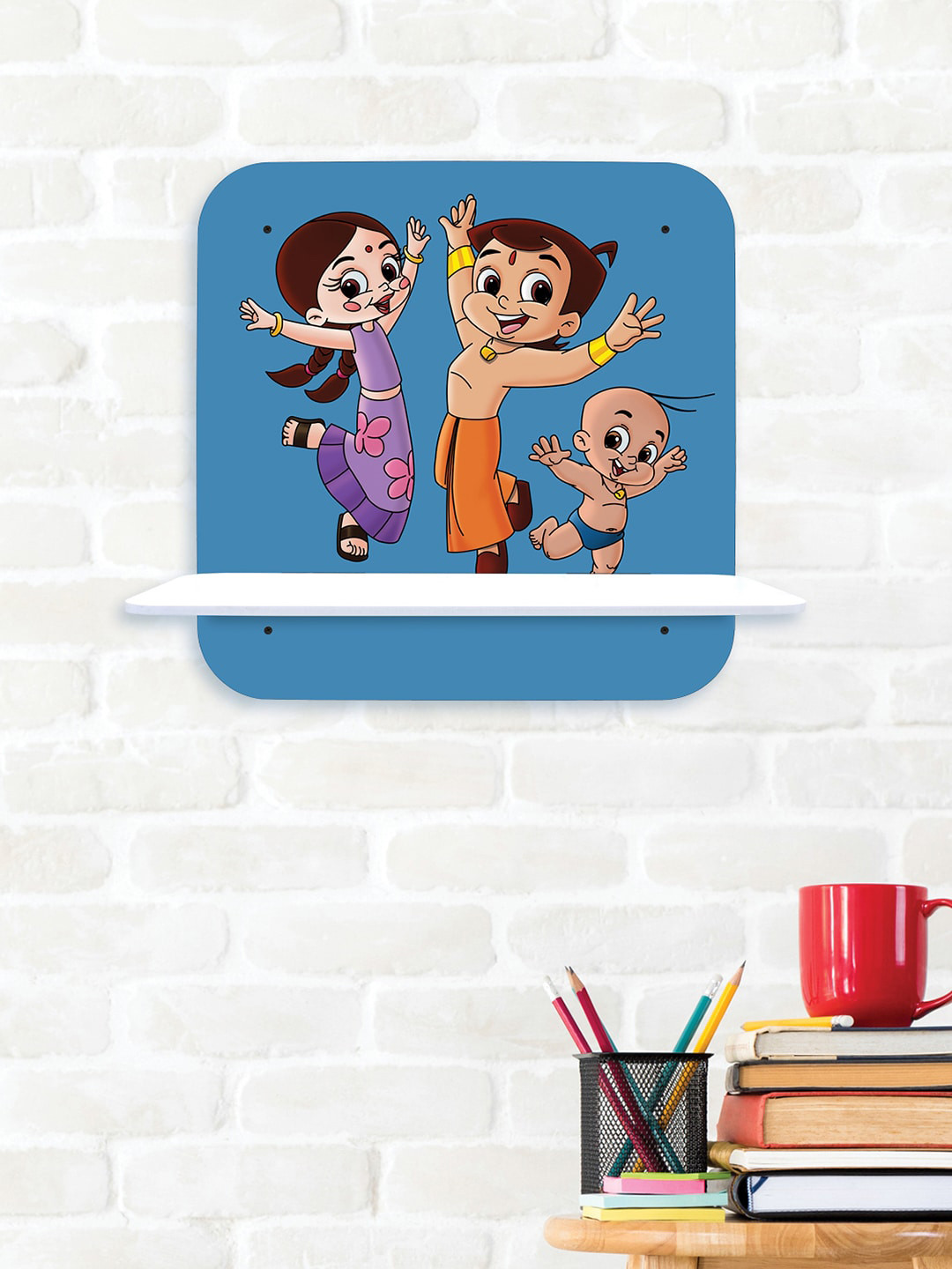 

RANDOM Chhota Bheem With Friends Printed Wooden Wall Shelf, Blue