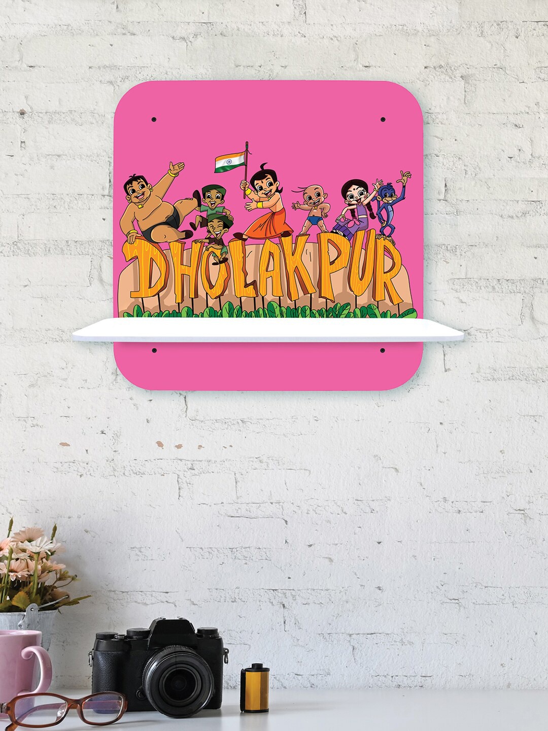 

RANDOM Chhota Bheem Dholakpur Kids Wooden Wall Shelves, Pink