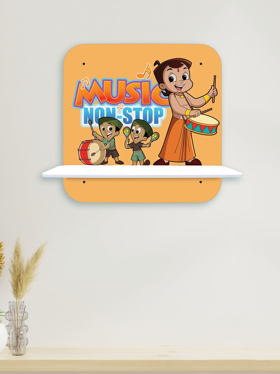 

RANDOM Blue Chhota Bheem Music Non-Stop Printed Wooden Wall Shelf, Orange