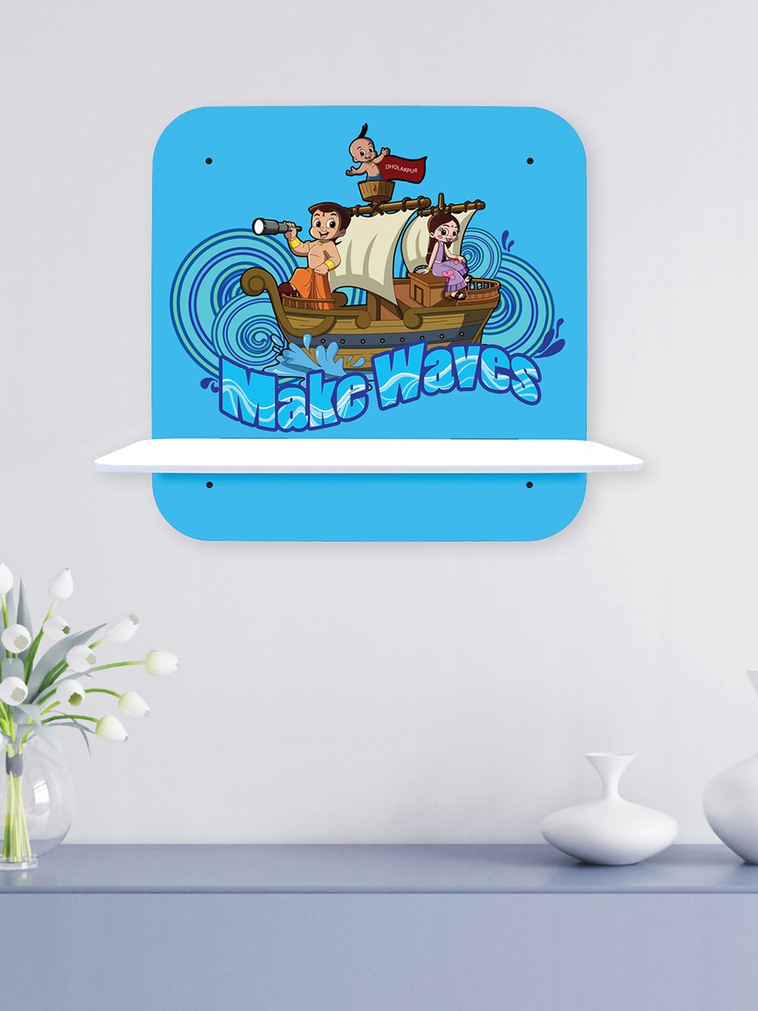 

RANDOM Chhota Bheem Make Waves Printed Wooden Wall Shelf, Blue