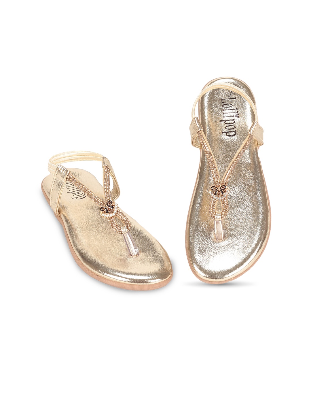 

Lil Lollipop Girls Embellished T-Strap Flats, Gold