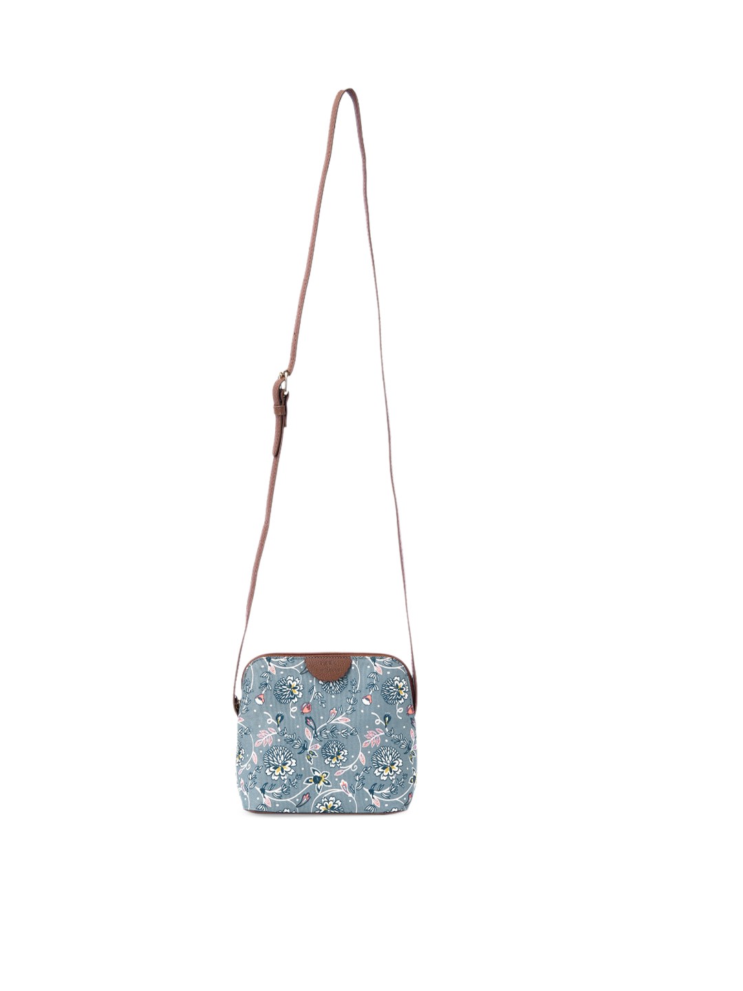 

TEAL BY CHUMBAK Floral Printed Structured Sling Bag, Grey