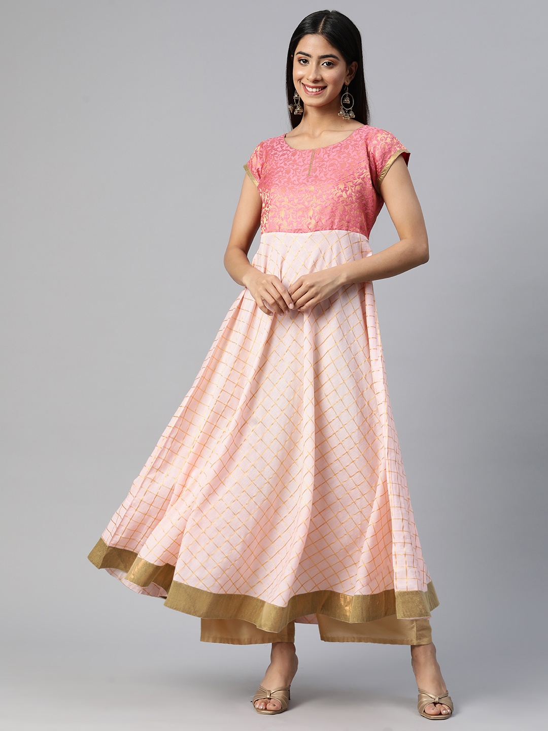 

MBE Yoke Design Pastels Anarkali Kurta, Pink