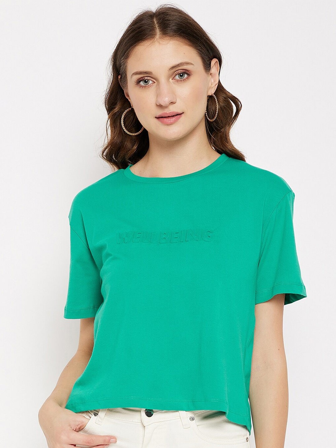 

Madame Typography Printed Cotton T-Shirt, Green