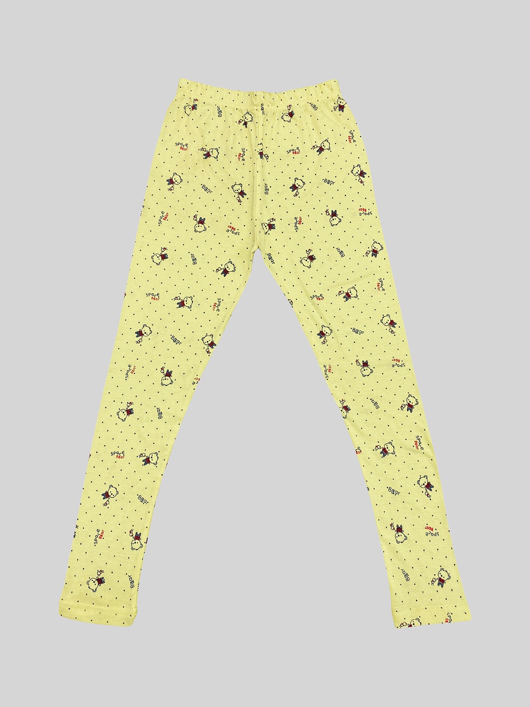 

DIAZ Girls Printed Ankle Length Cotton Lycra Leggings, Lime green