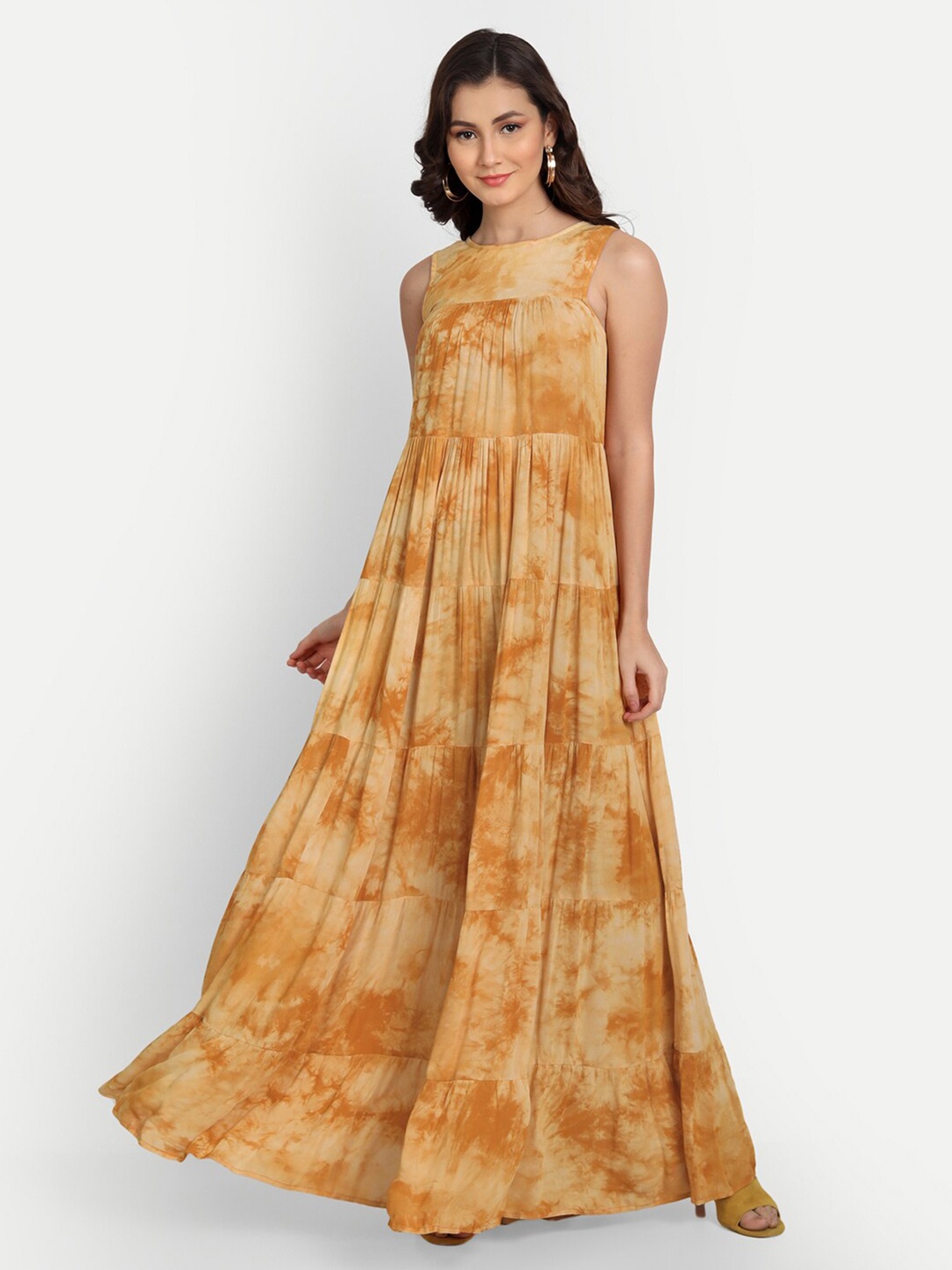 Fibre World Floral Print Maxi Dress, Mustard