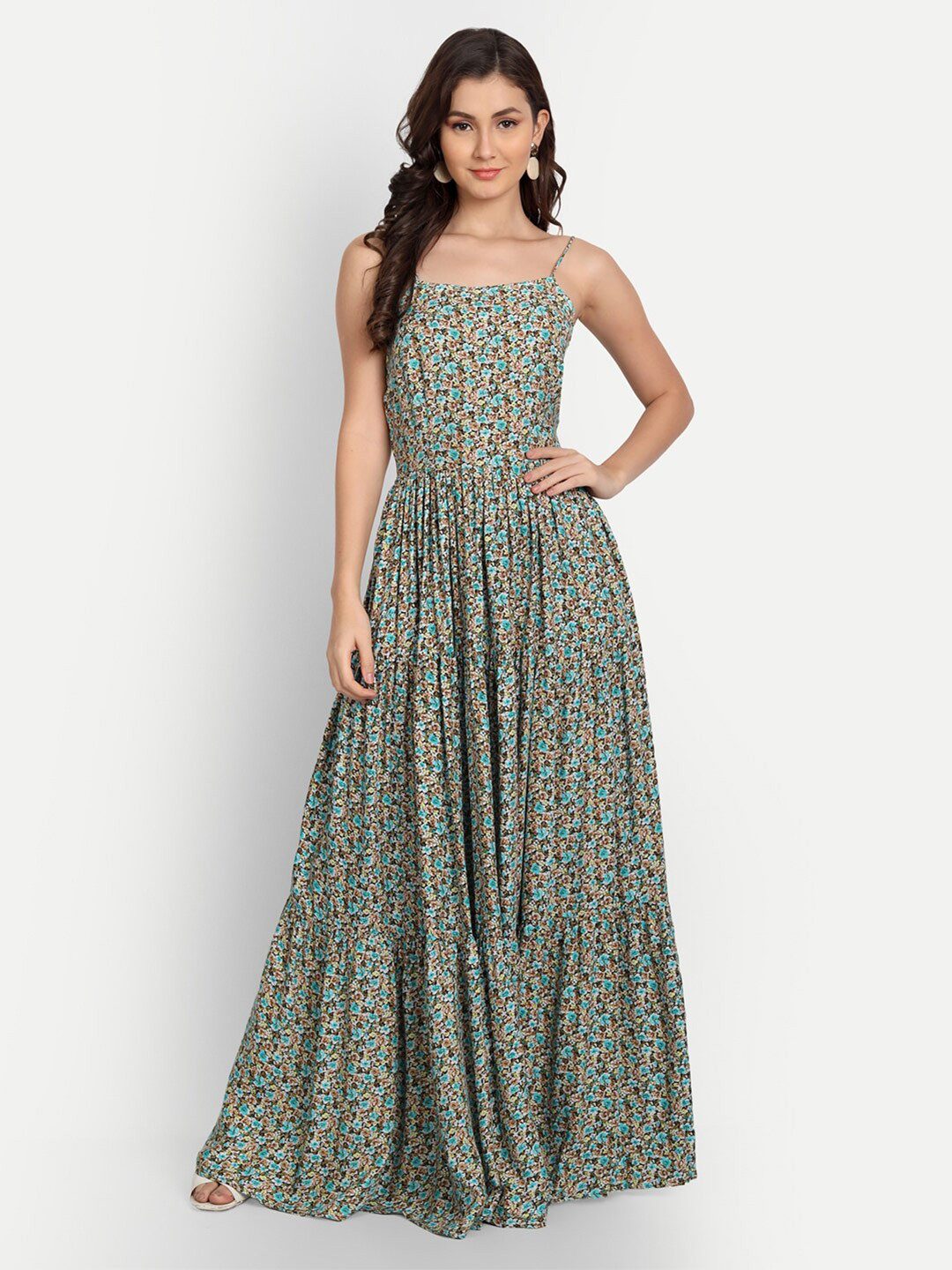 

Fibre World Floral Print Maxi Dress, Green