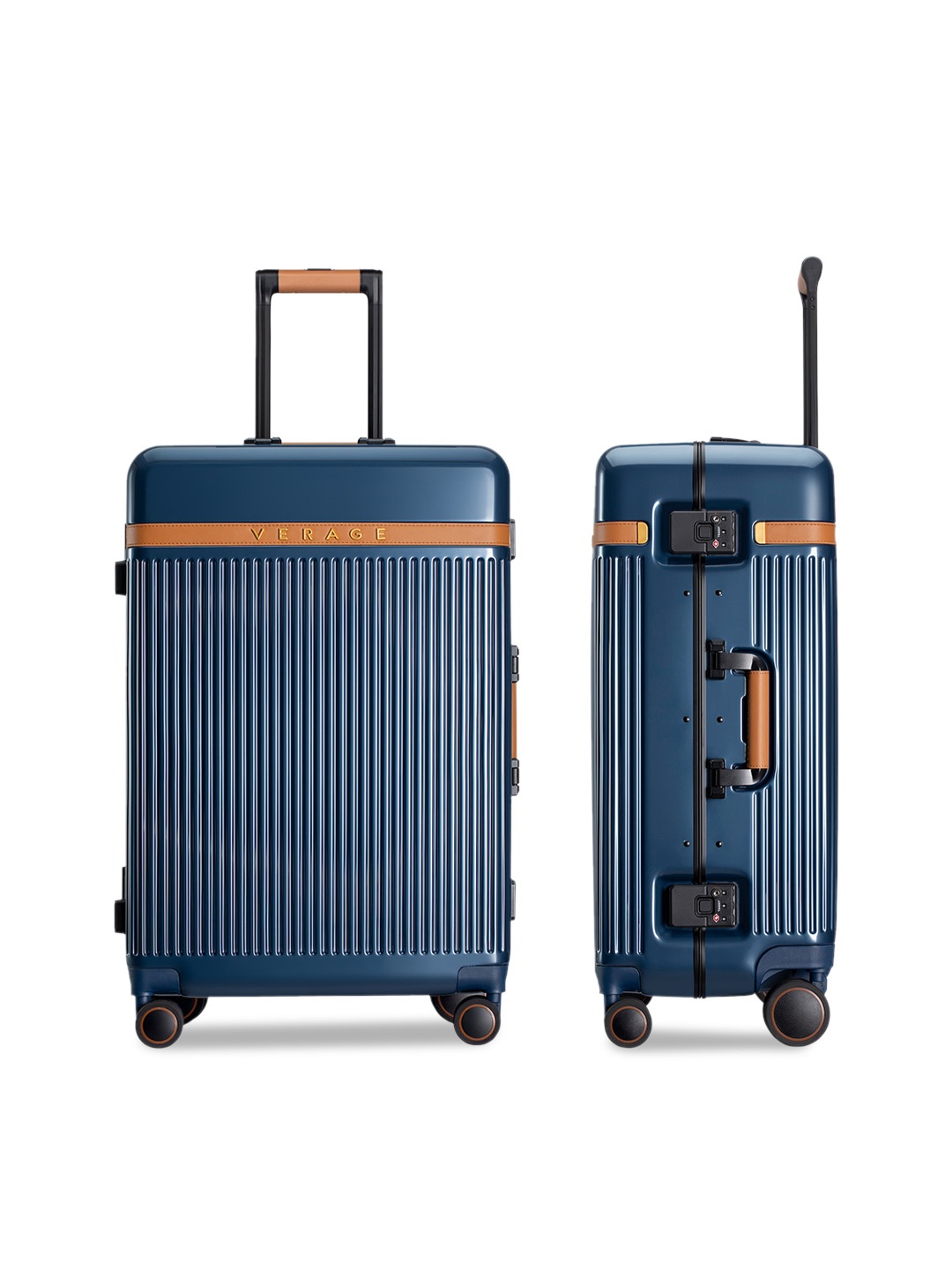 

VERAGE Luxe Windsor Aluminum Hard Side Spinner Luggage Check In Suitcase, Blue