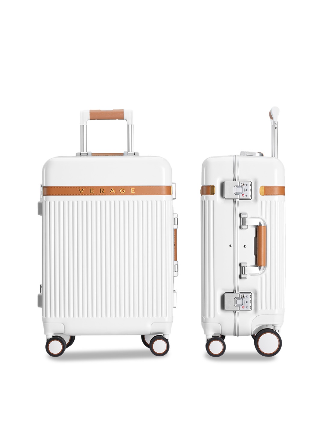 

VERAGE Textured Hard-Sided Large Trolley Suitcase, White