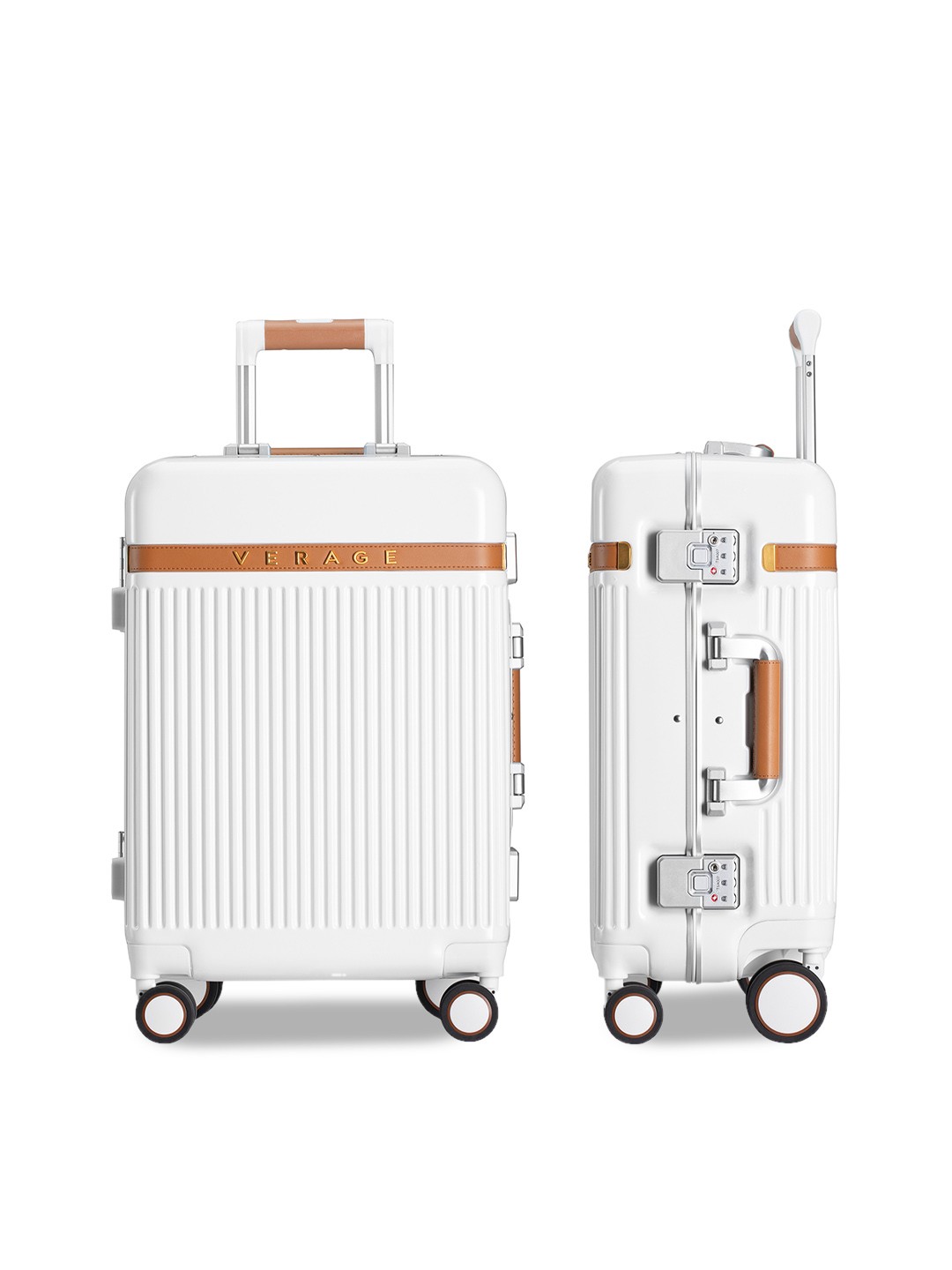 

VERAGE Textured 360 Degree Rotation Hard Medium-Sized Trolley Bag 74L, White
