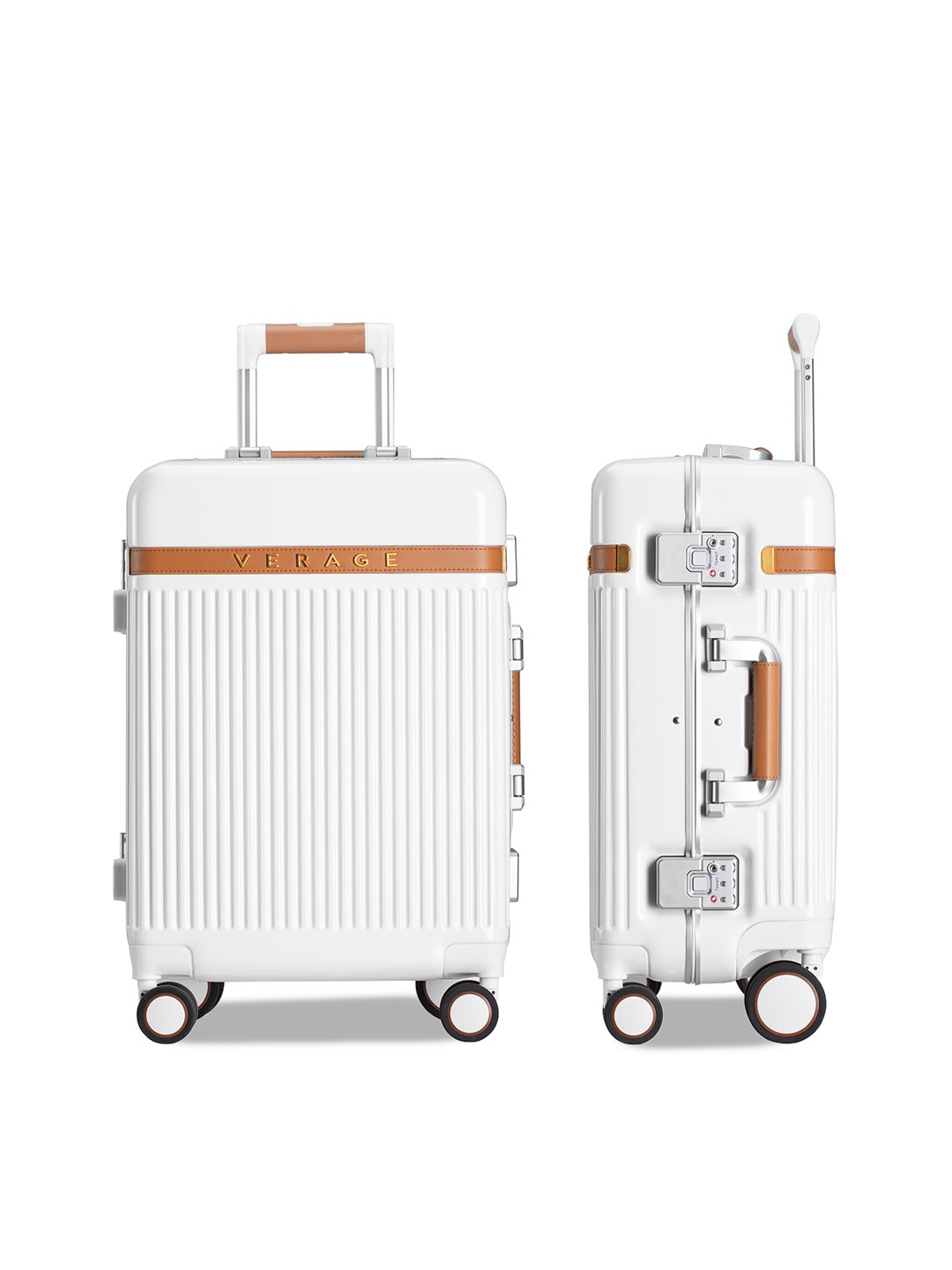 

VERAGE Textured Hard-Sided Medium Trolley Suitcase, White