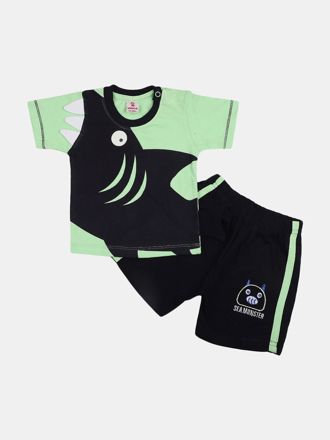 

V-Mart Infant Boys Graphic Printed Pure Cotton T-shirt With Shorts, Green