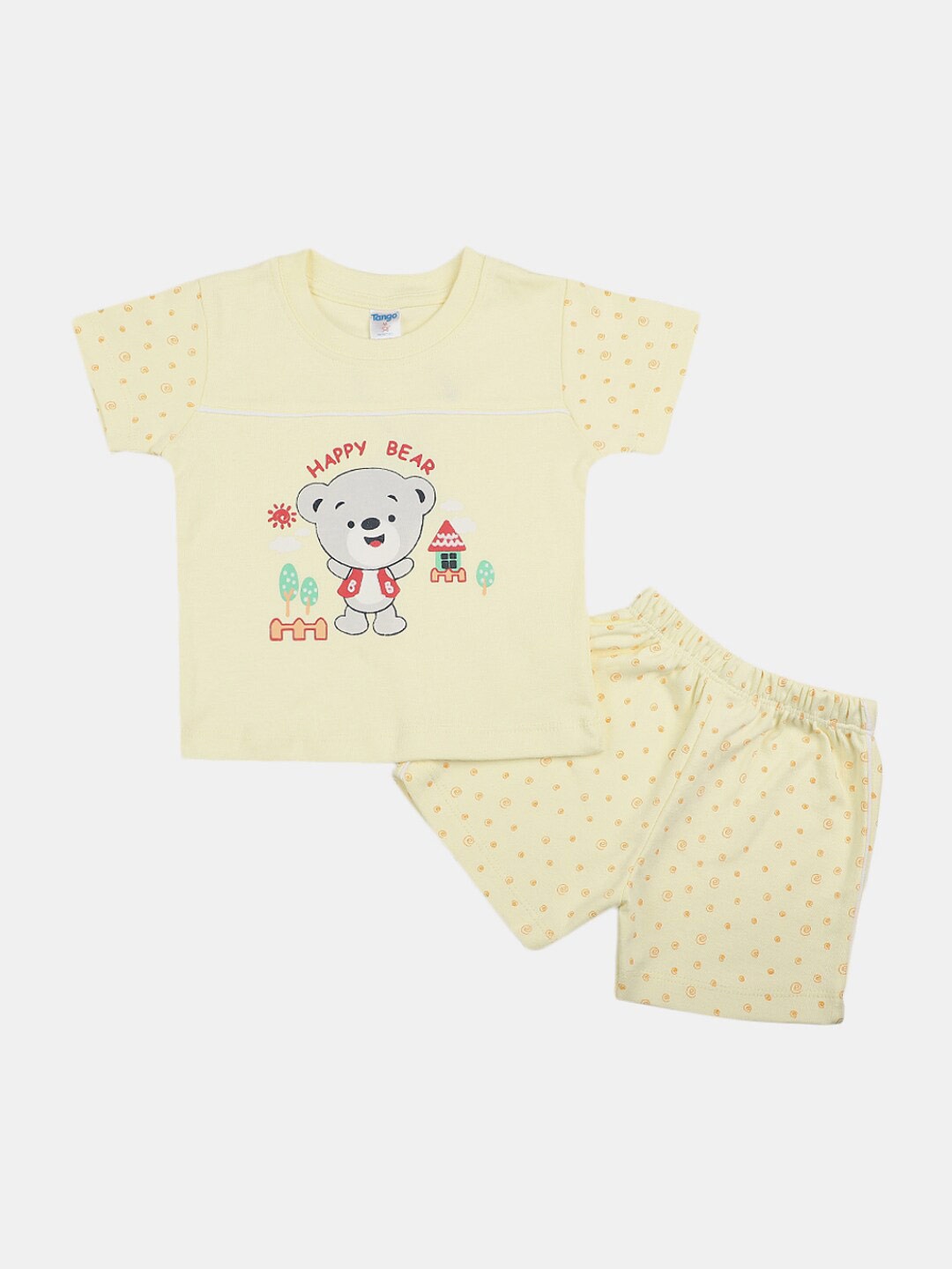 

V-Mart Infants Printed Pure Cotton T-shirt With Shorts, Yellow