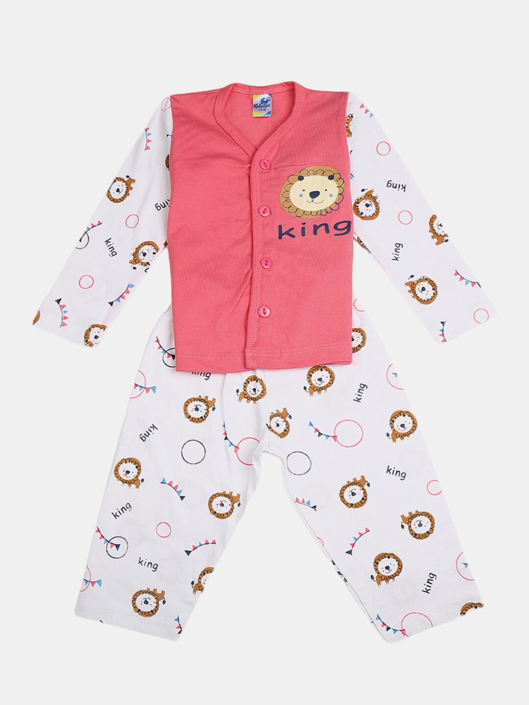 

V-Mart Infant Boys Printed Pure Cotton Shirt With Pyjamas, Pink