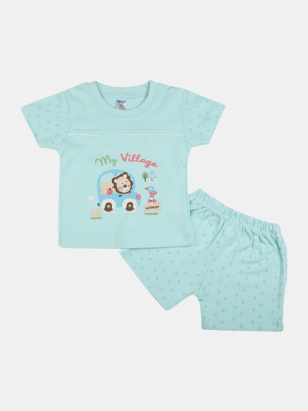 

V-Mart Infants Printed Pure Cotton T-shirt With Shorts, Blue
