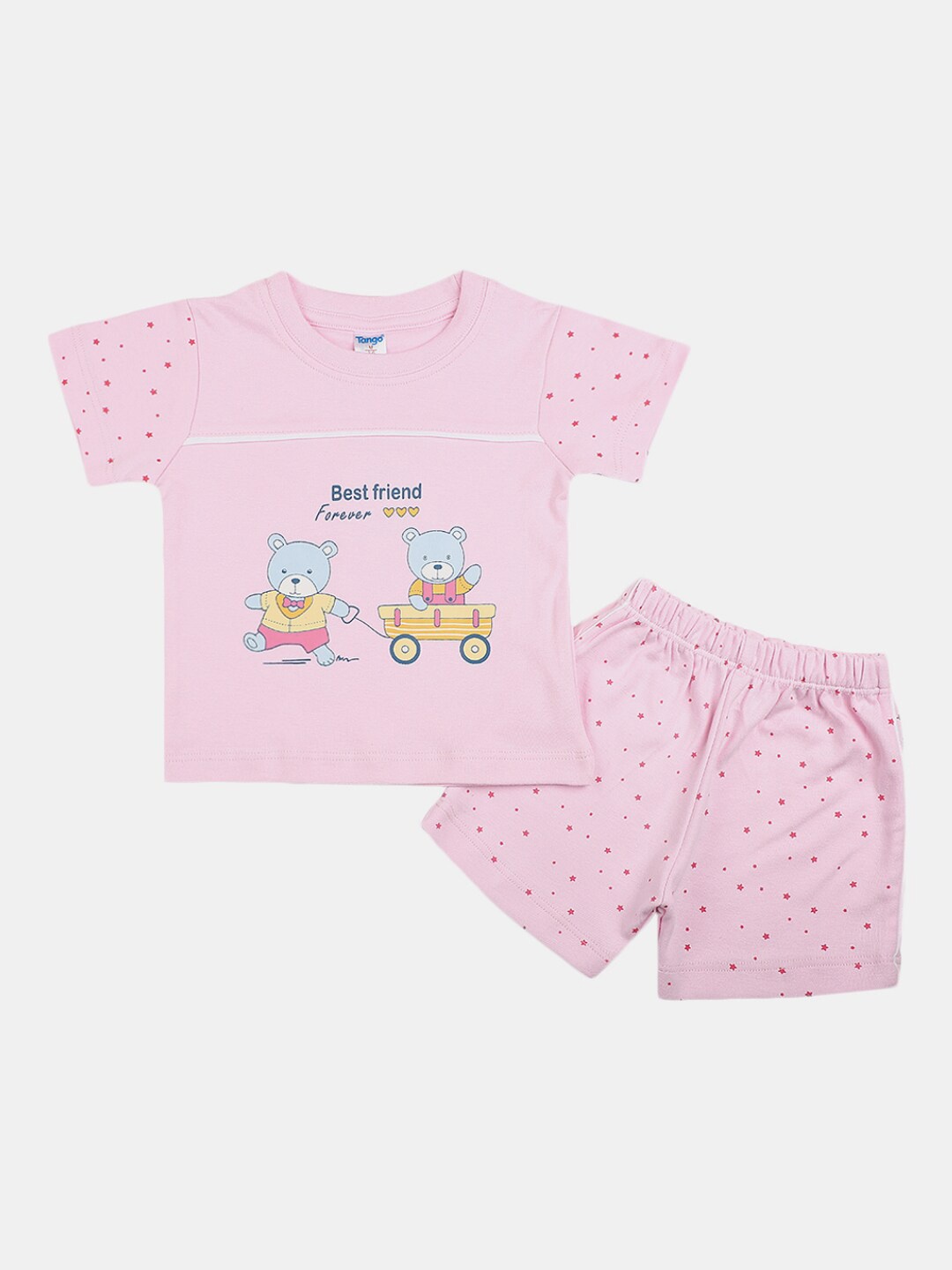 

V-Mart Infants Printed Pure Cotton T-shirt with Shorts, Pink