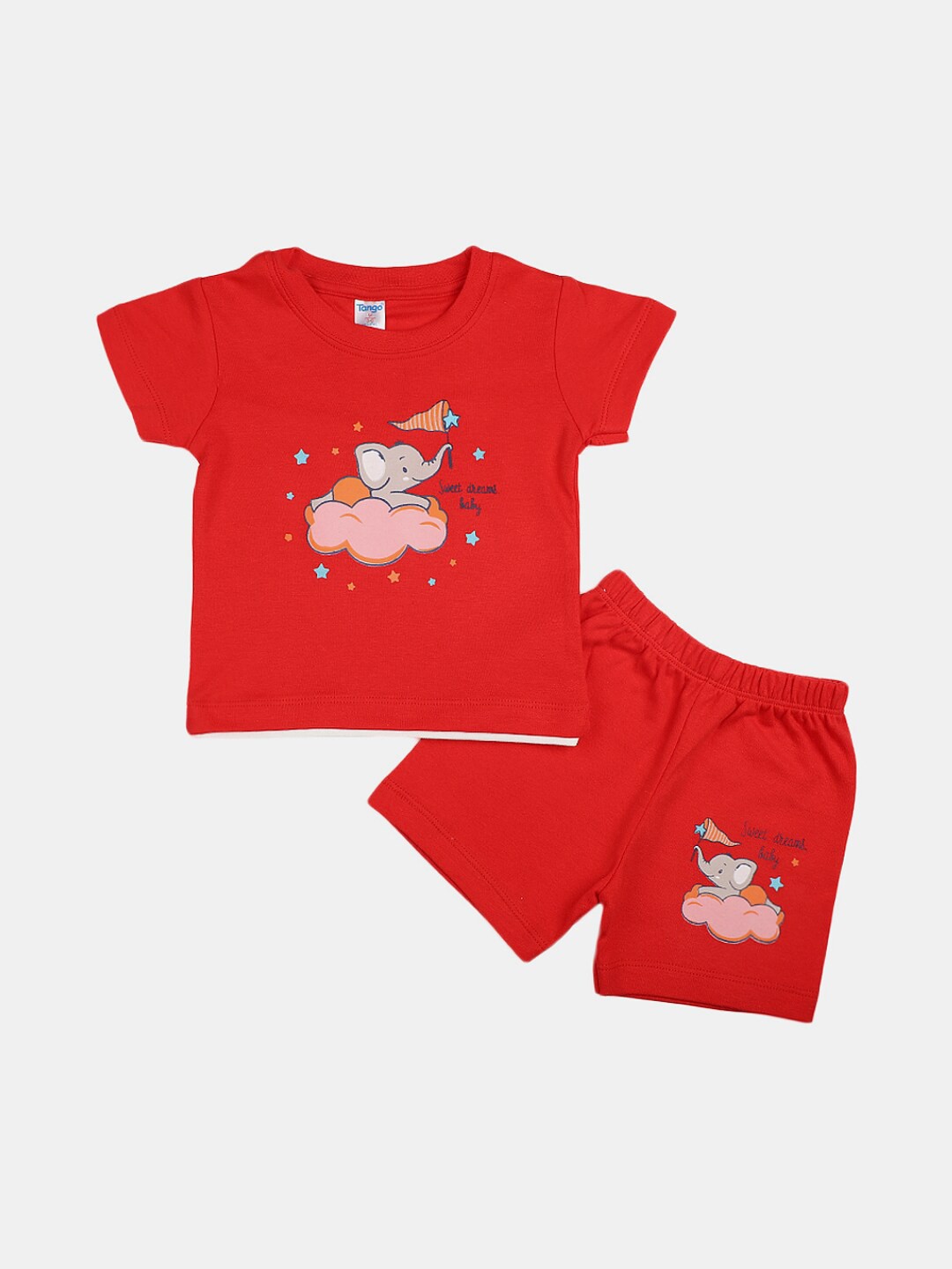 

V-Mart Infant Boys Graphic Printed Pure Cotton T-shirt With Shorts, Red