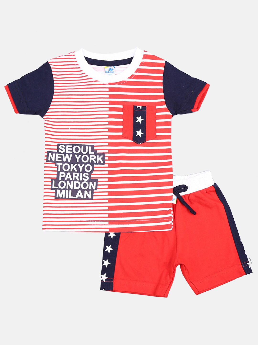 

V-Mart Infant Boys Printed Pure Cotton T-shirt With Shorts, White